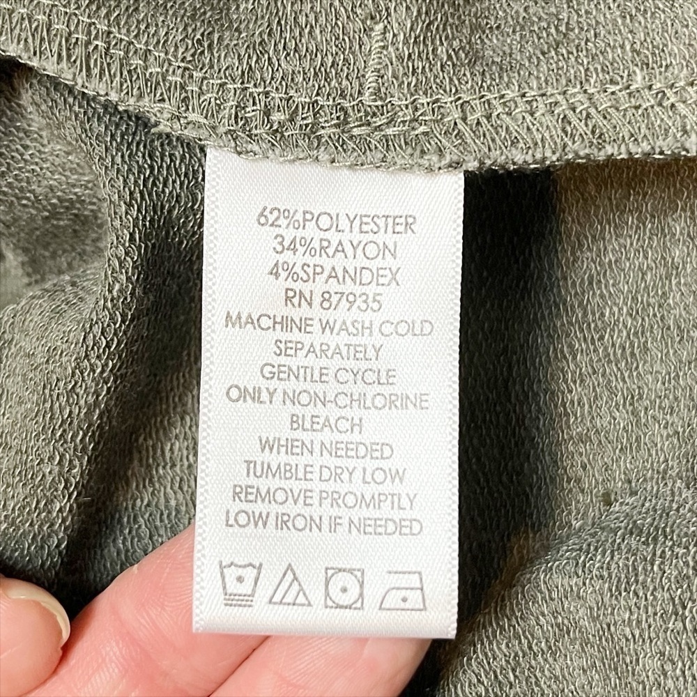 LOGO Lori Goldstein stretch knit cardigan medium open front gray green‎ neutral - Picture 7 of 10